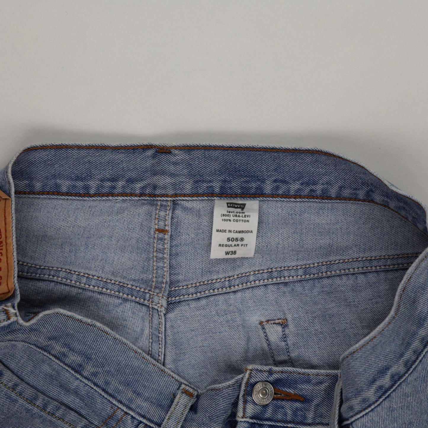 Levi's 505 Regular Fit Denim Shorts Light Blue W36 100% Cotton