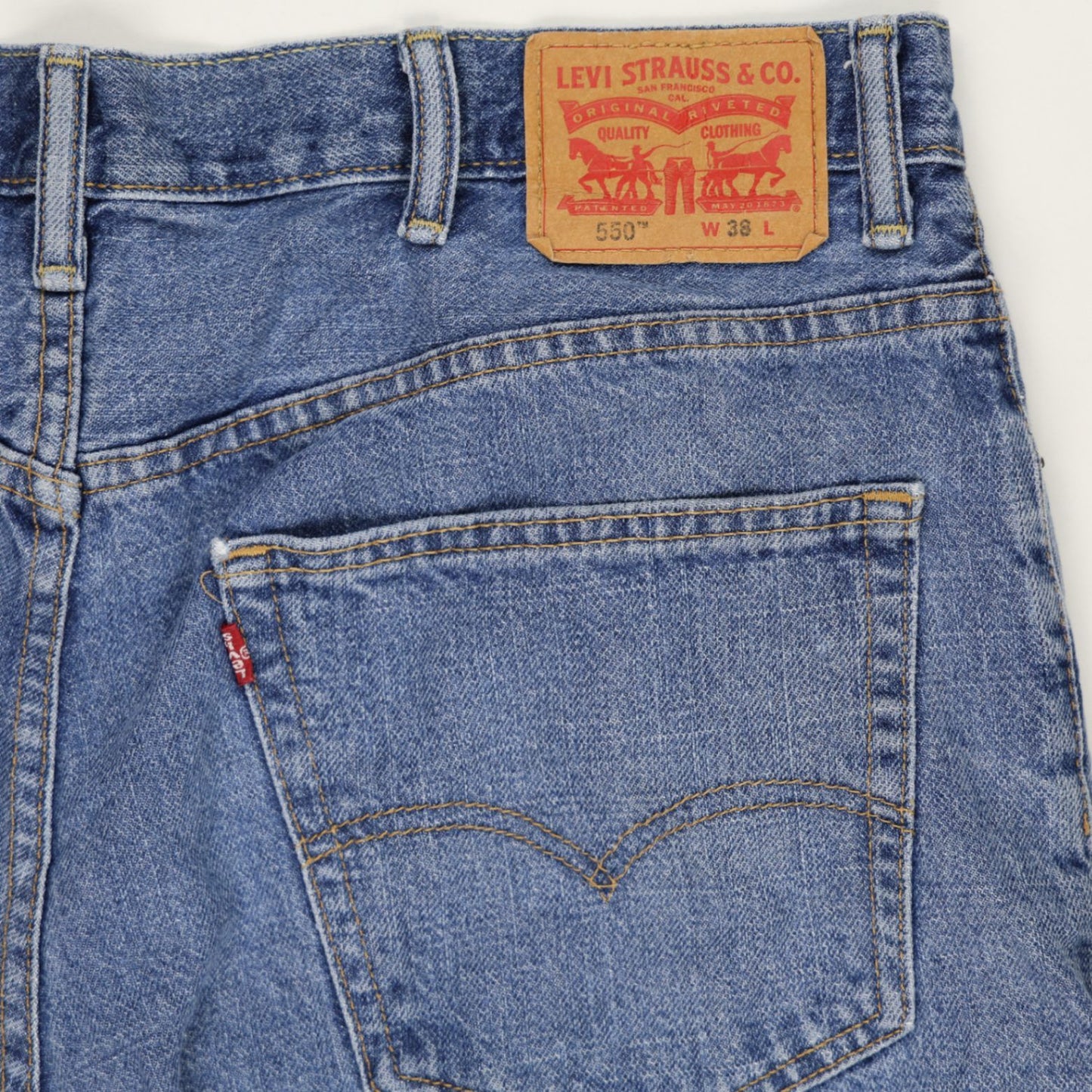 Levi's 550 Vintage Denim Shorts Blue W38 100 Percent Cotton Cut Off