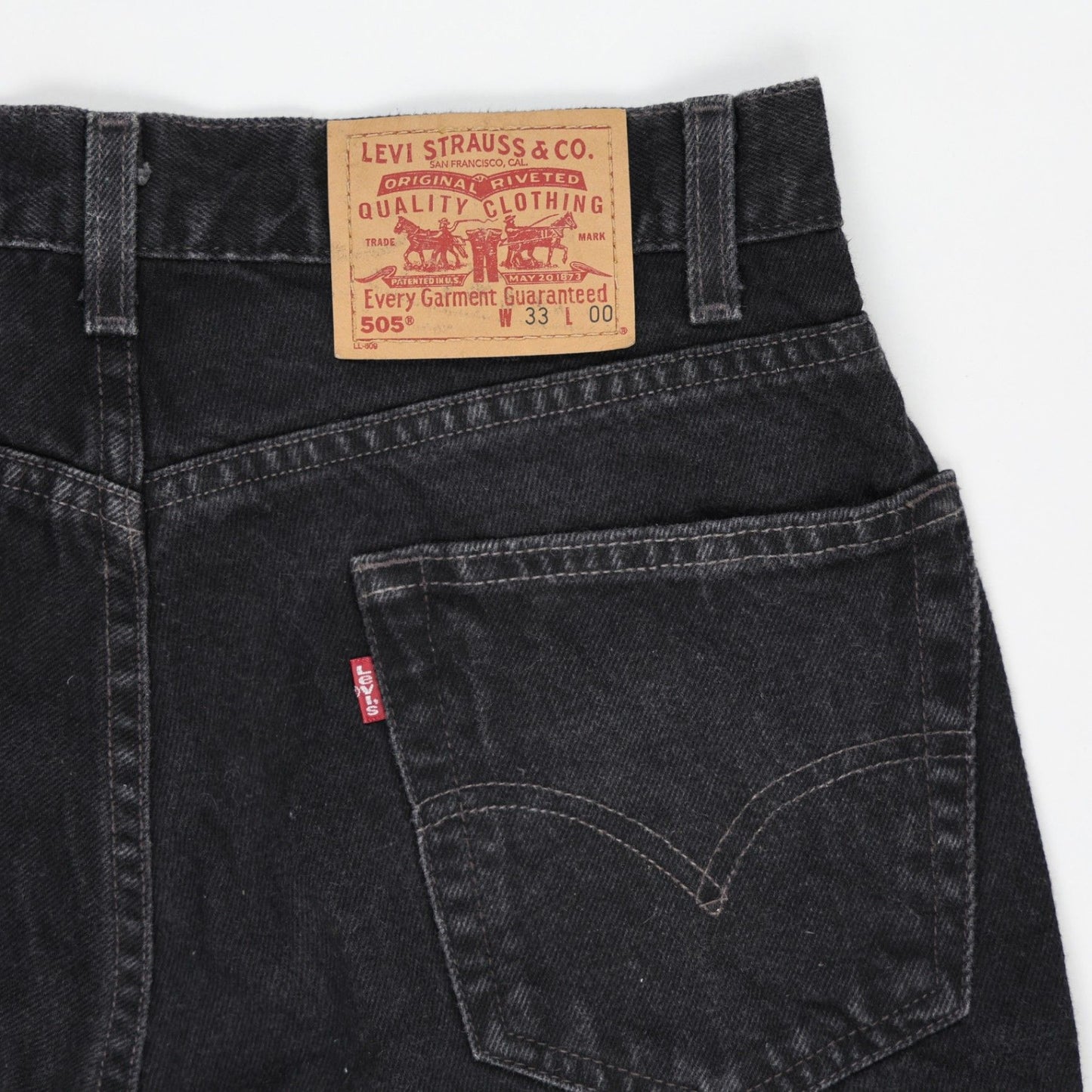 Levi's 505 Black Denim Shorts W33 Cotton Vintage Regular Fit