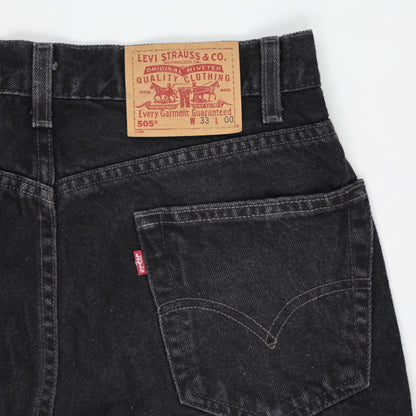 Levi's 505 Black Denim Shorts W33 Cotton Vintage Regular Fit