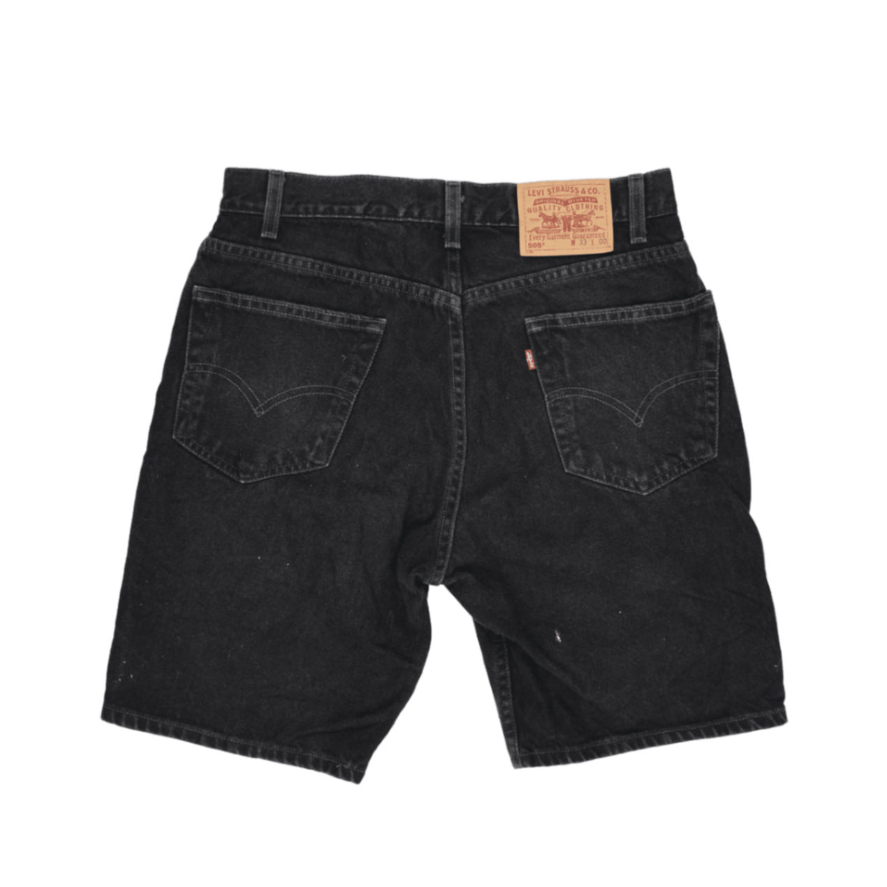 Levi's 505 Black Denim Shorts W33 Cotton Vintage Regular Fit