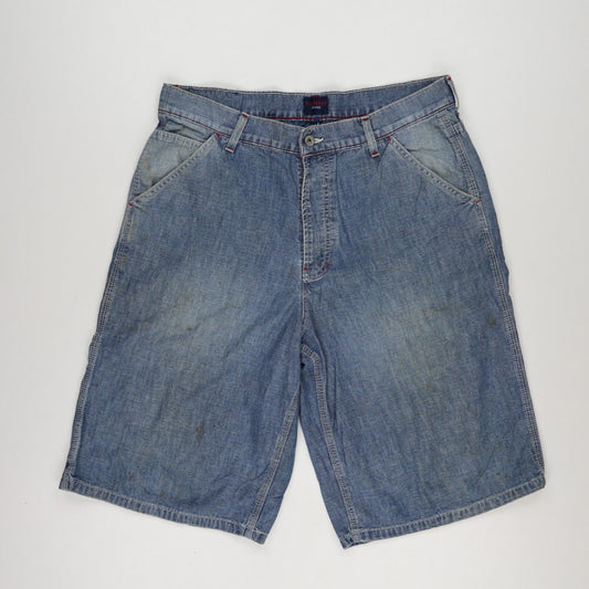 Tommy Jeans Vintage Blue Denim Carpenter Shorts Size 34 Cotton
