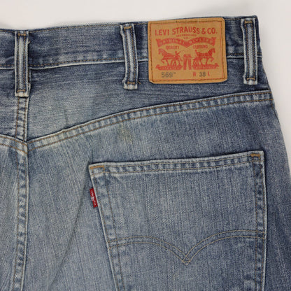 Levi's 569 Loose Fit Denim Shorts Light Blue W38 L Cotton Denim Vintage