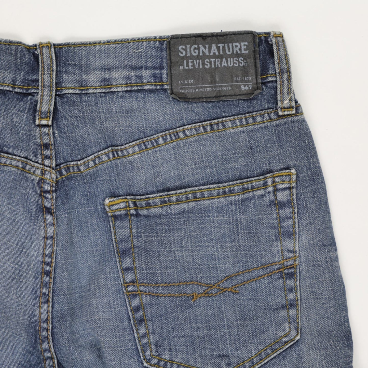 Levi's Signature S67 Athletic Fit Denim Shorts Mid Blue Size 32 99 Cotton 1 Elastane