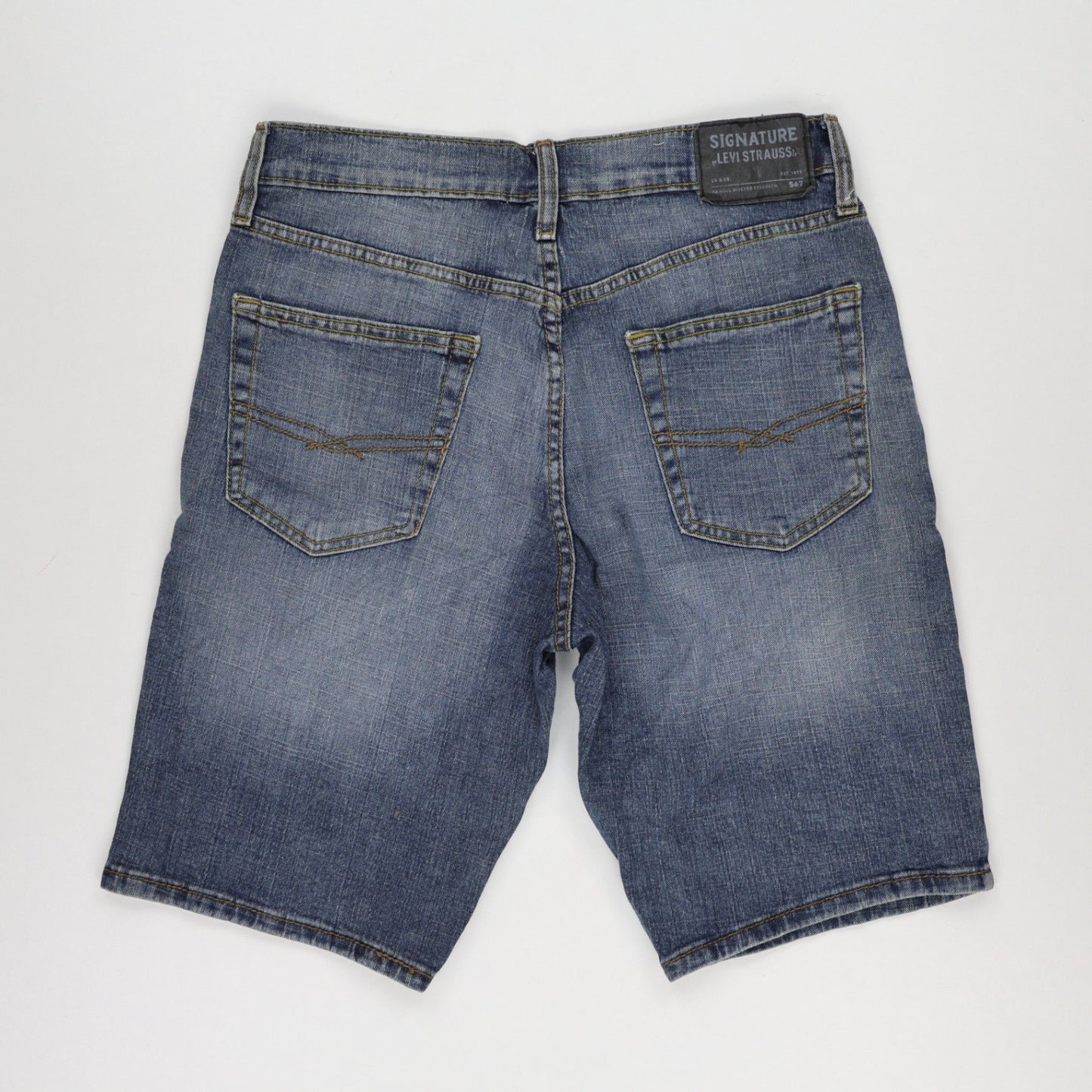 Levi's Signature S67 Athletic Fit Denim Shorts Mid Blue Size 32 99 Cotton 1 Elastane