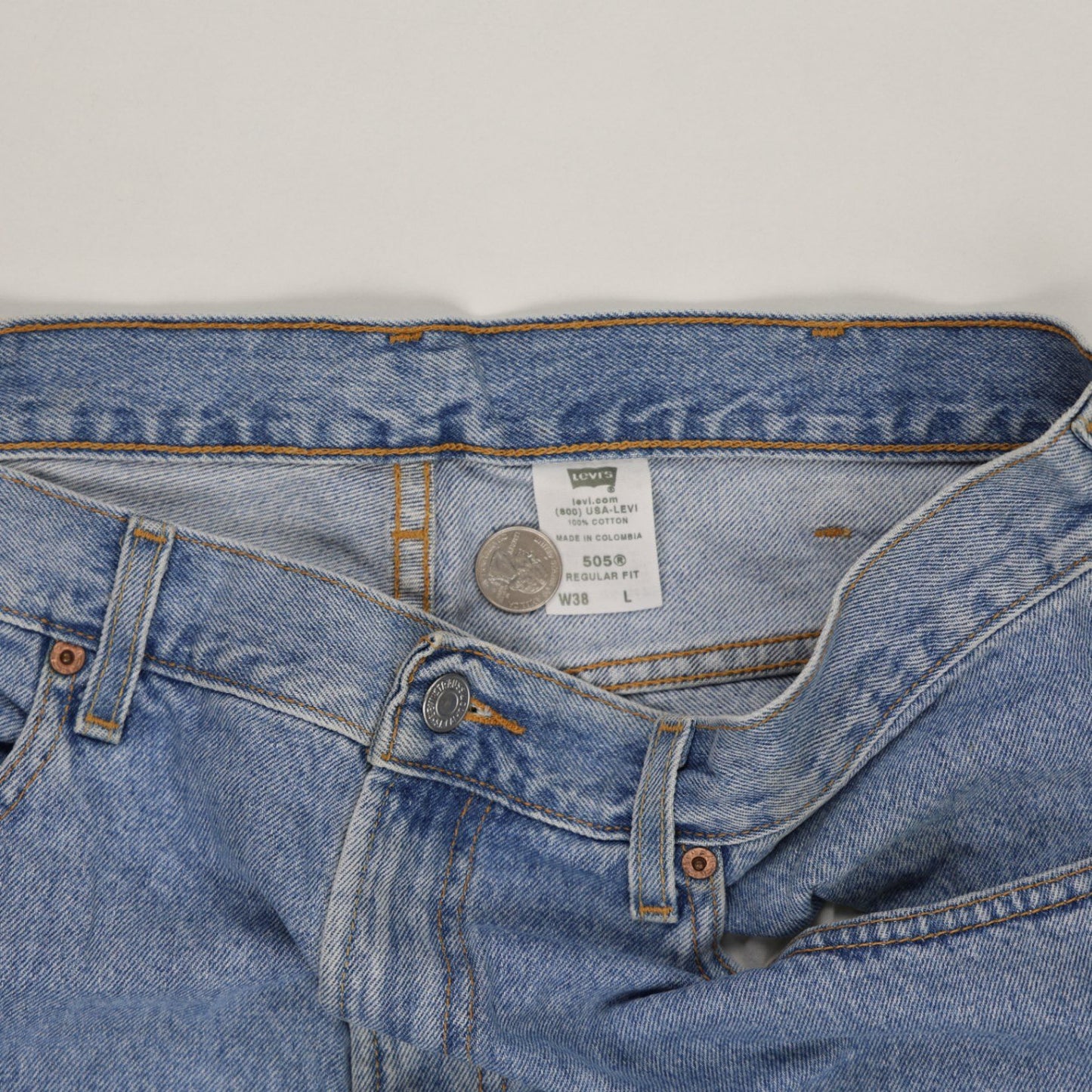 Levi's 505 Regular Fit Denim Shorts Blue W38 L 100 Cotton Vintage