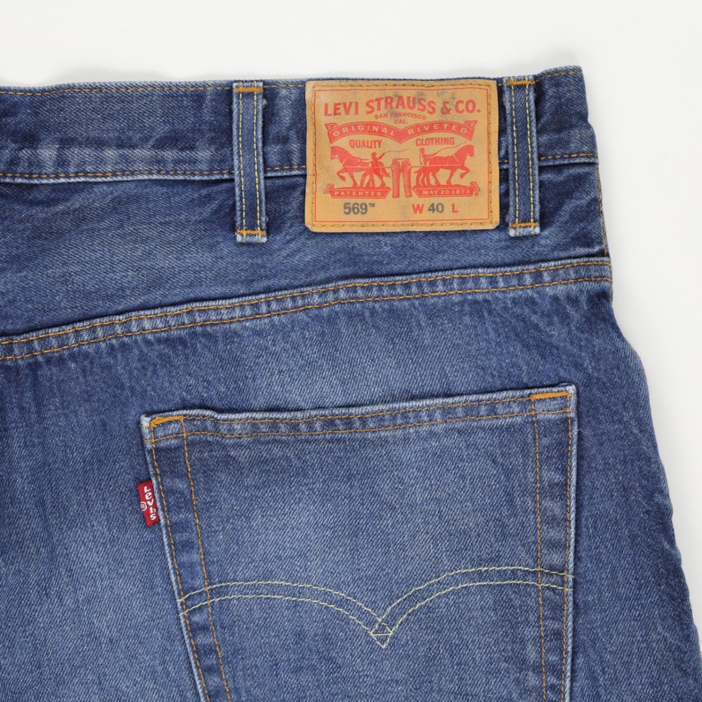 Levi's 569 Loose Fit Blue Denim Shorts for Men Size W40 100 Cotton