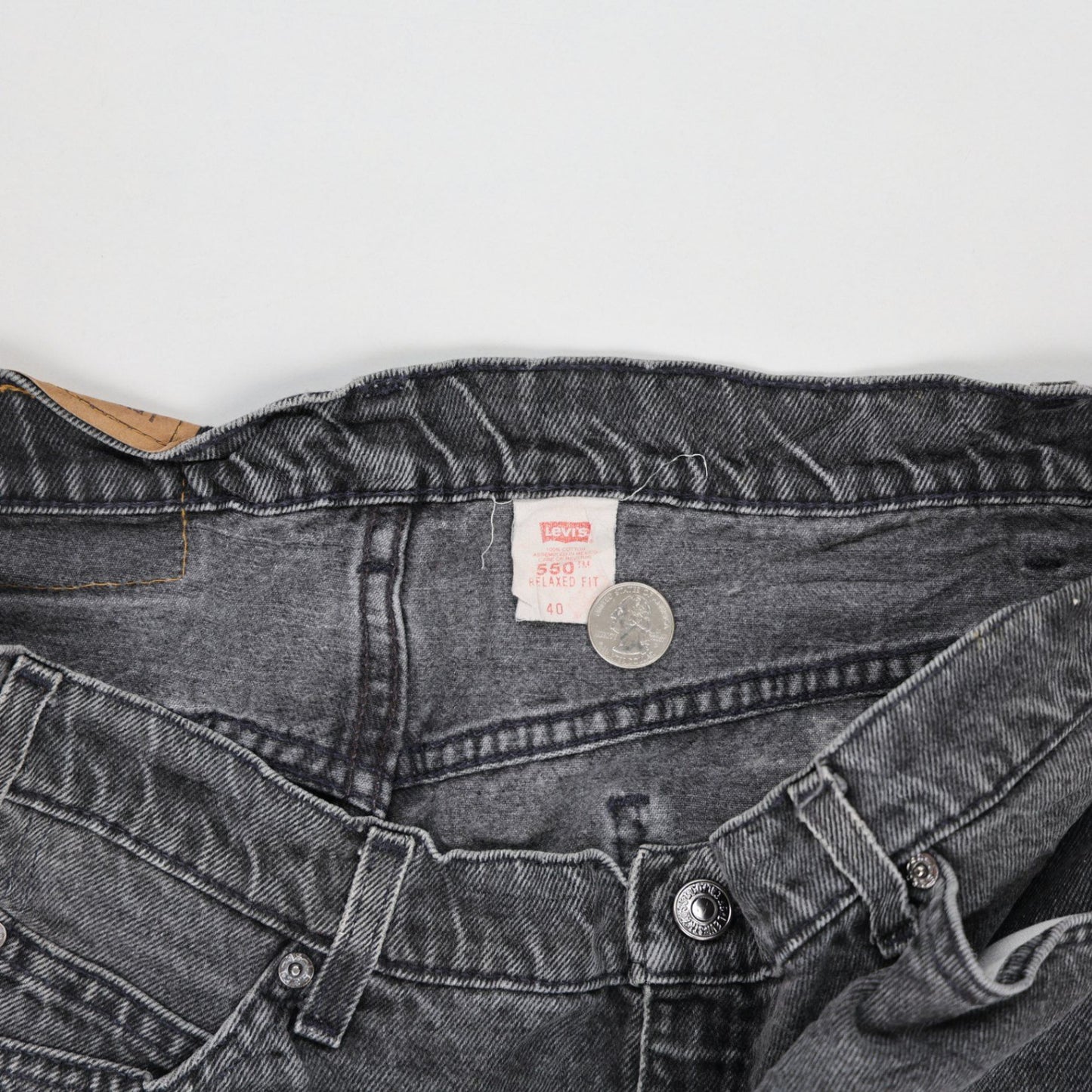 Levi's 550 Vintage Black Denim Shorts 40 2XL Casual Cotton Relaxed Fit