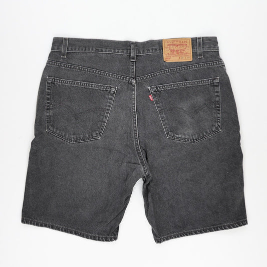 Levi's 505 Regular Fit Black Denim Shorts Size 38 Cotton Denim Vintage