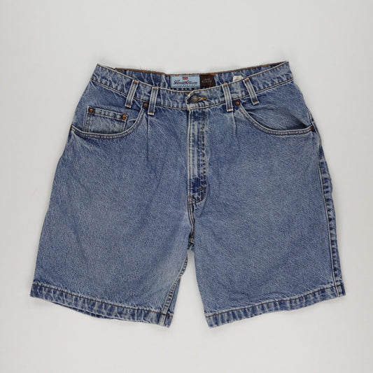 Levi's 546 Loose Fit Pleated Denim Shorts Blue W36 100 Cotton Vintage