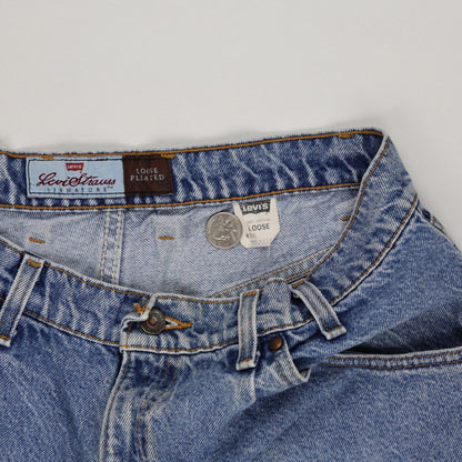 Levi's 546 Loose Fit Pleated Denim Shorts Blue W36 100 Cotton Vintage