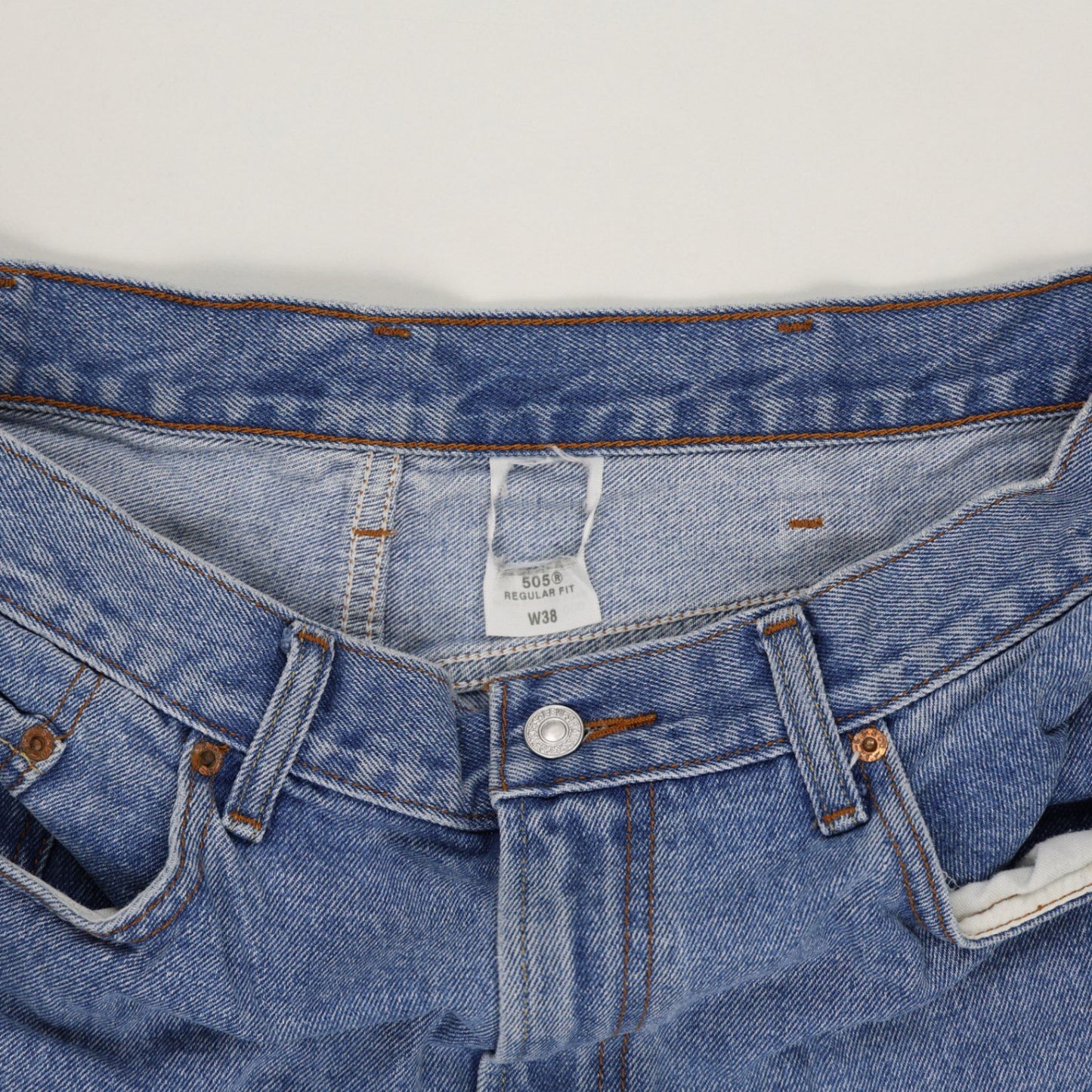 Levi's 505 Regular Fit Blue Denim Shorts W38 Cotton Vintage Preloved