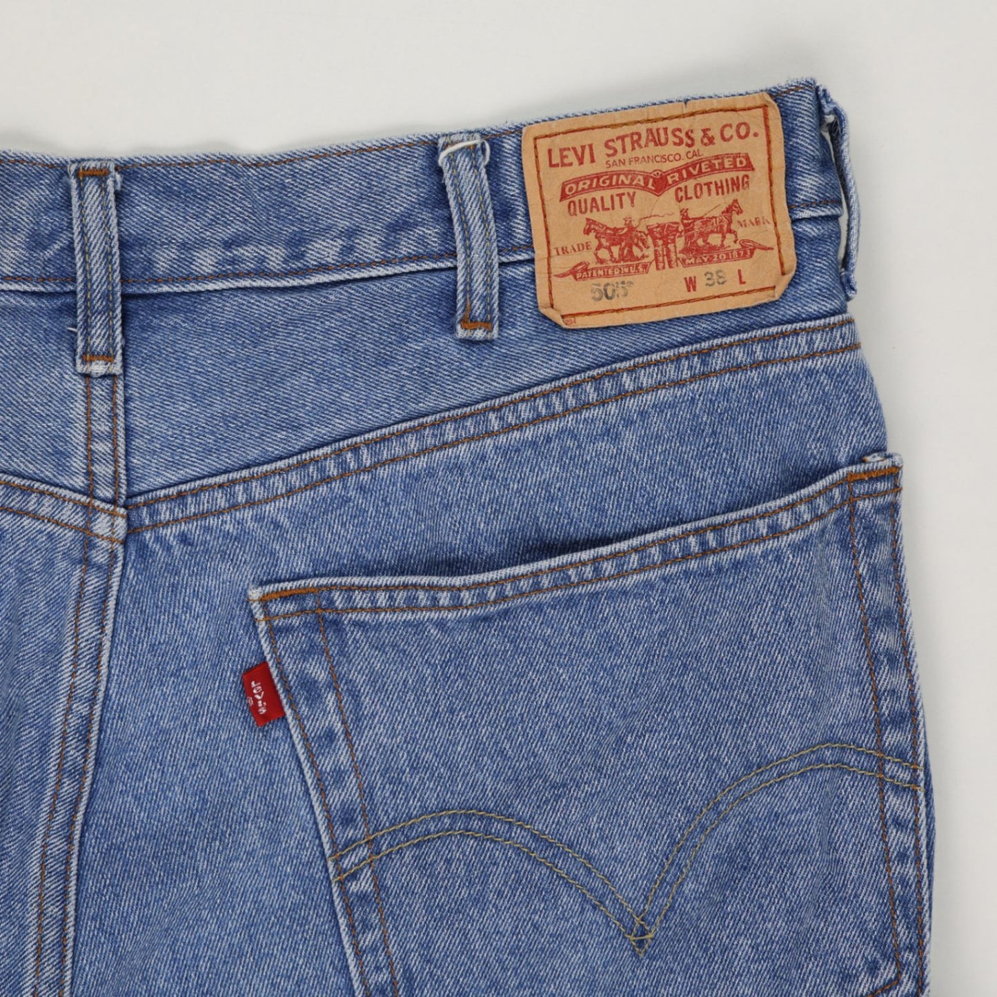Levi's 505 Regular Fit Blue Denim Shorts W38 Cotton Vintage Preloved