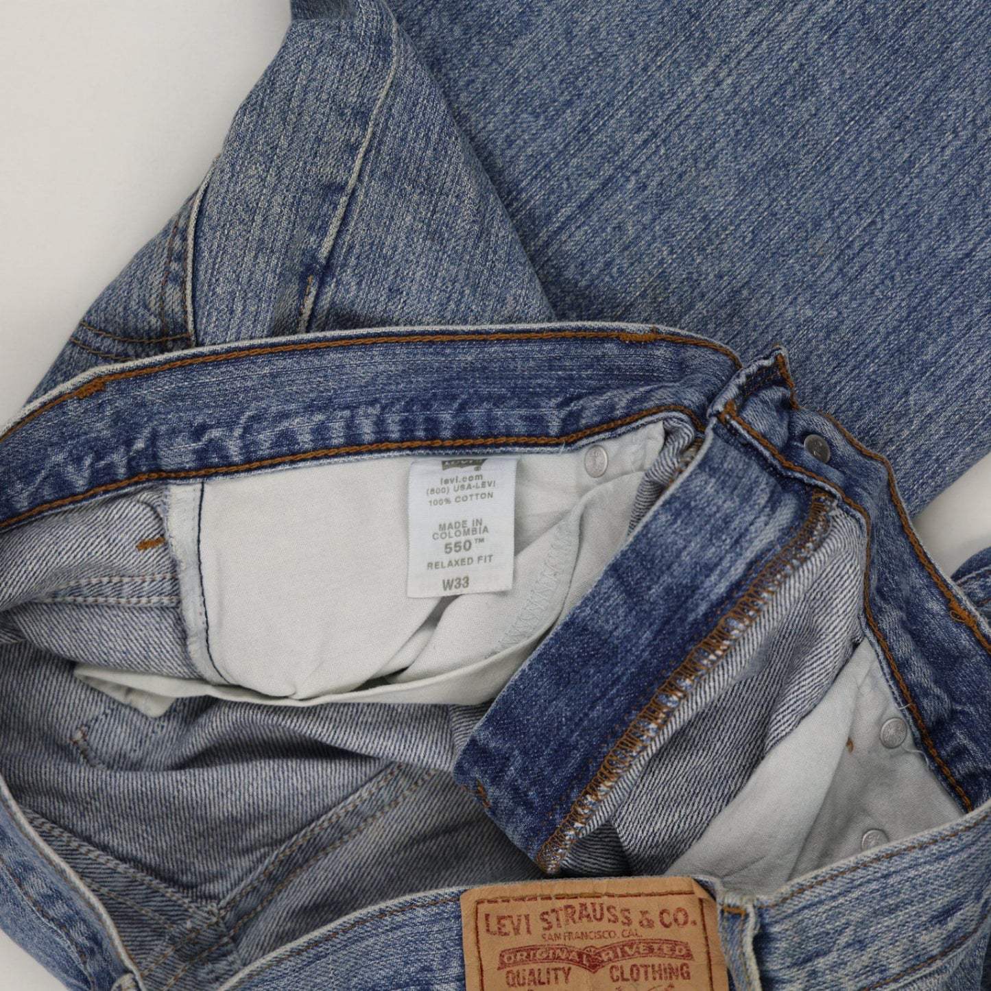 Levi's 550 Vintage Relaxed Fit Blue Denim Shorts W33 Cotton