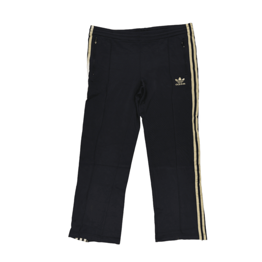 Adidas Originals Navy Track Pants with Gold Stripes Size Small Polyester Blend Vintage Mens