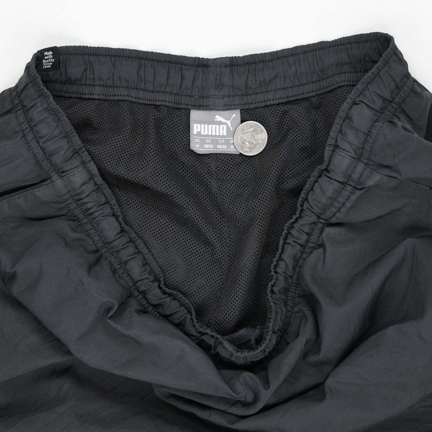 PUMA Black Track Pants Men's Medium Polyester 77 cm Inseam 39 cm Waist Size