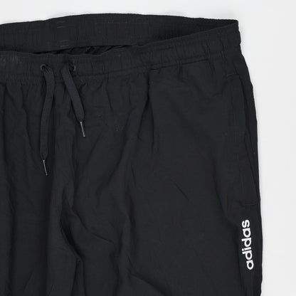 adidas Black Track Trousers Large 77 cm Inseam 40 cm Waist Polyester