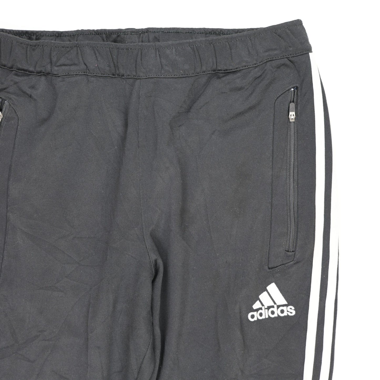 adidas Essentials Black Track Pants 3-Stripes Mens Size UK 6 Waist 32 cm Inseam 70 cm Polyester