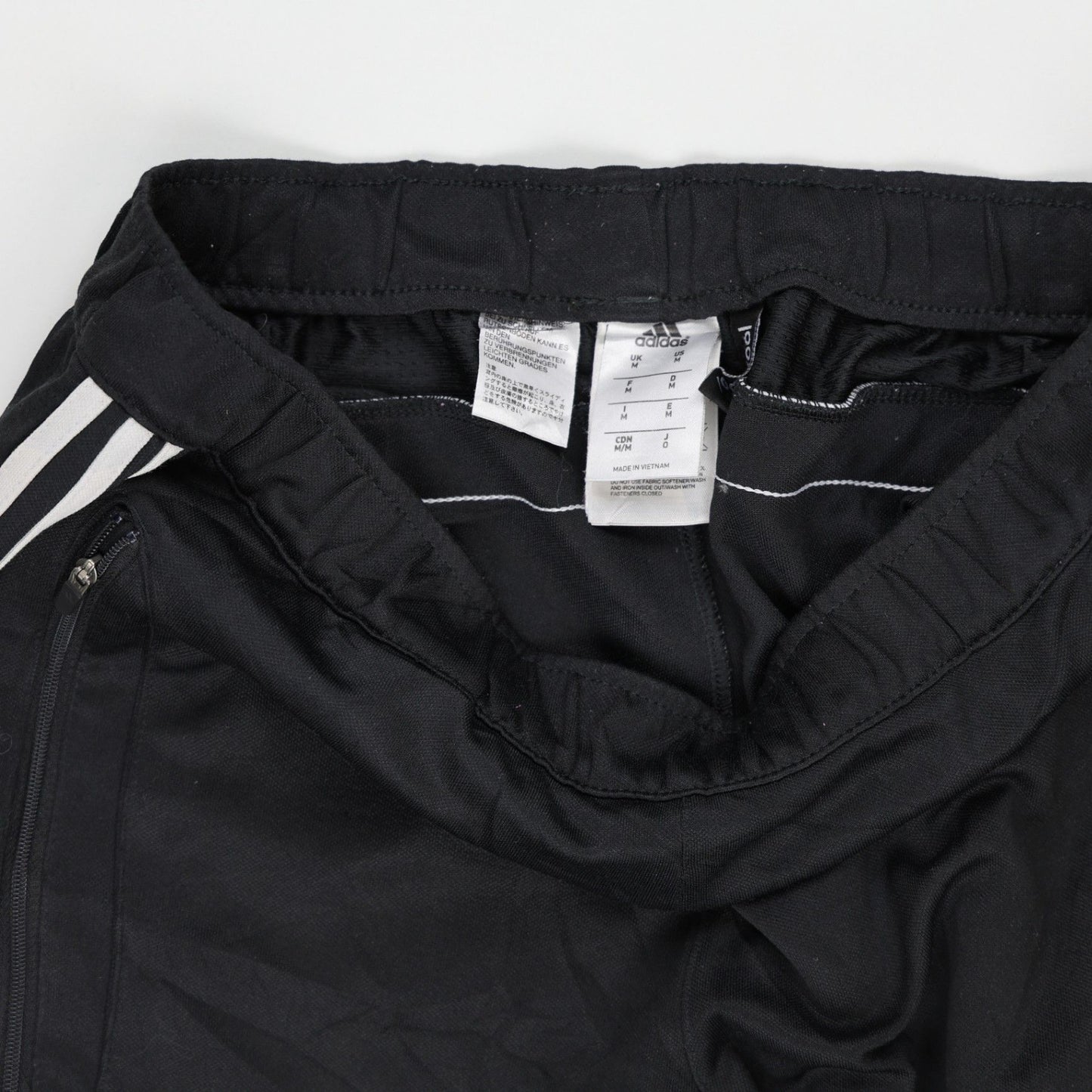 adidas Essentials Black Track Pants 3-Stripes Mens Size UK 6 Waist 32 cm Inseam 70 cm Polyester
