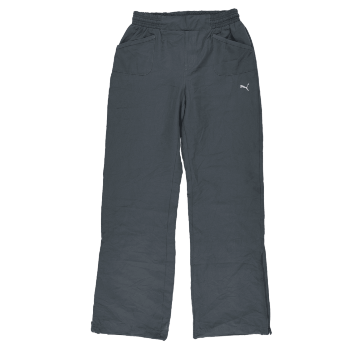 PUMA Grey Straight Leg Trousers for Men Size L Polyester 78 cm Inseam