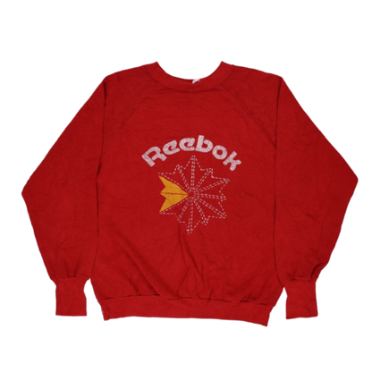 Reebok Vintage Red Crew Neck Sweatshirt Men's Size M Cotton Blend