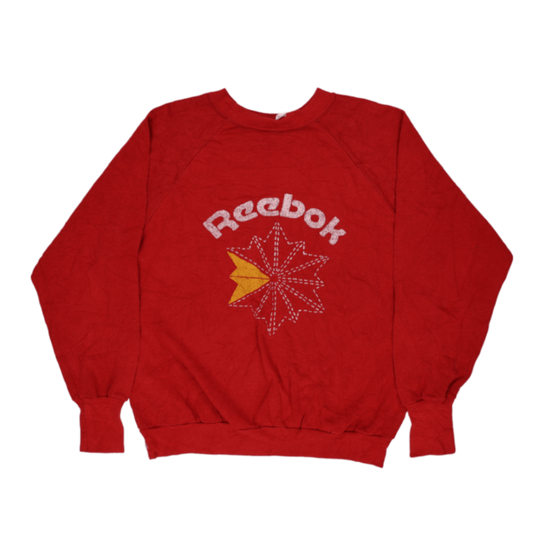 Reebok Vintage Red Crew Neck Sweatshirt Men's Size M Cotton Blend