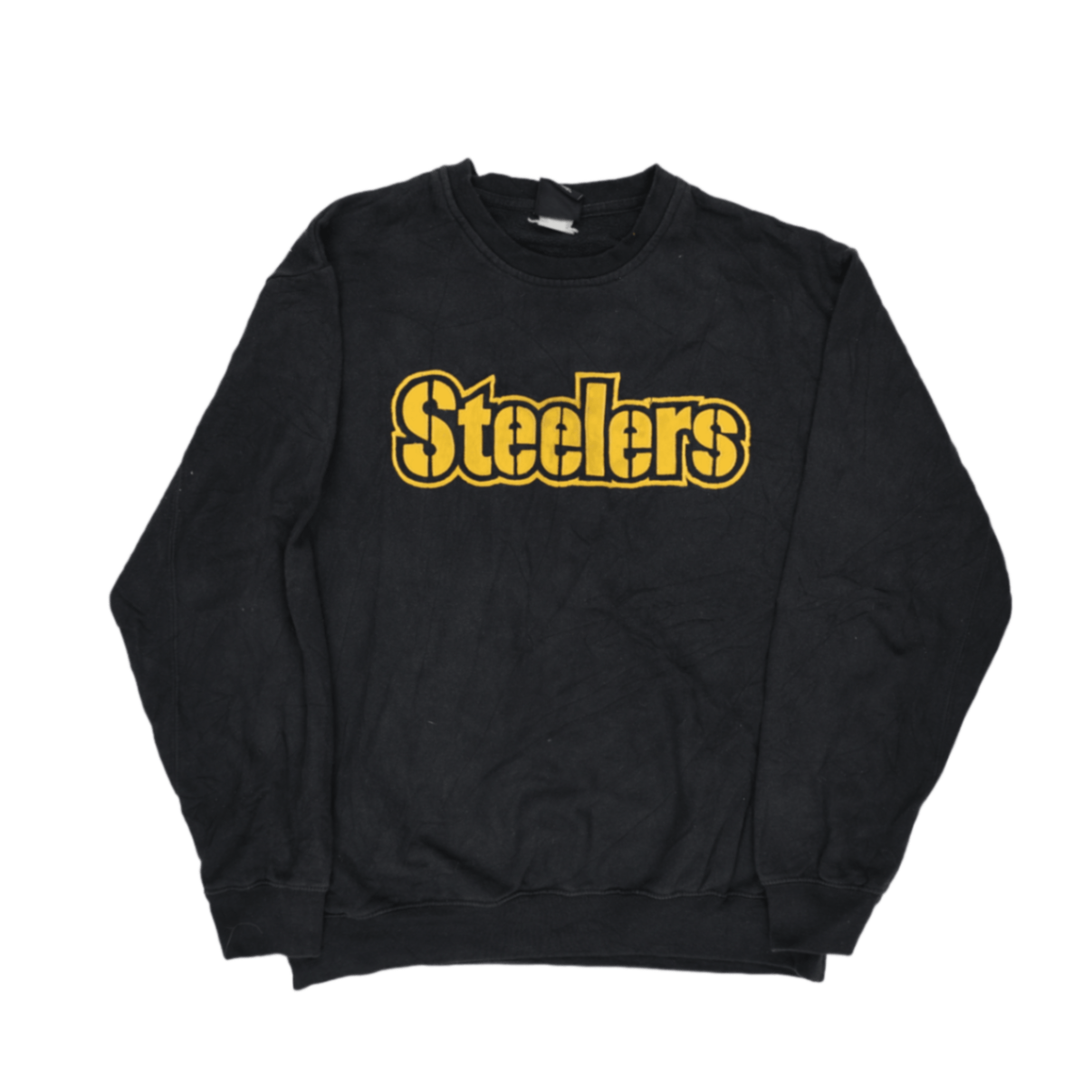 NFL Team Apparel Pittsburgh Steelers Black Vintage Pullover Crewneck Sweatshirt Large Cotton Blend
