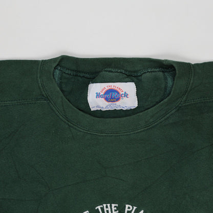 Hard Rock Cafe Vintage Green Crewneck Pullover Sweatshirt Large Cotton Blend