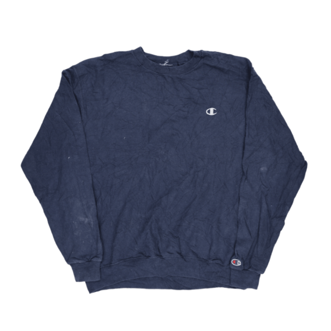 Champion Vintage Navy Crew Neck Sweatshirt Large Cotton Blend