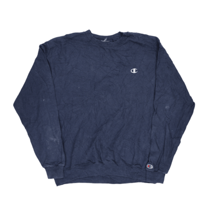 Champion Vintage Navy Crew Neck Sweatshirt Large Cotton Blend