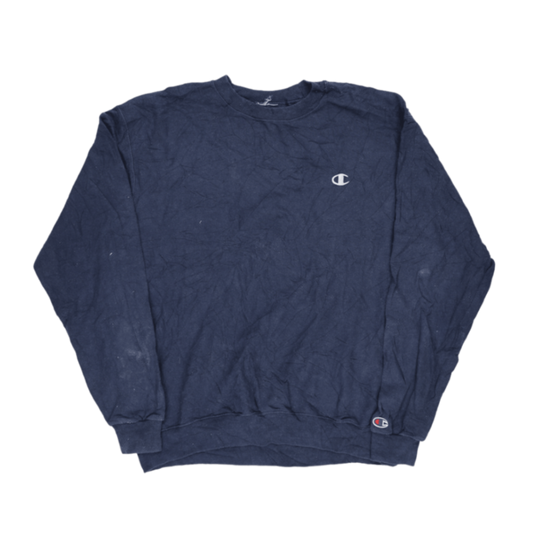Champion Vintage Navy Crew Neck Sweatshirt Large Cotton Blend