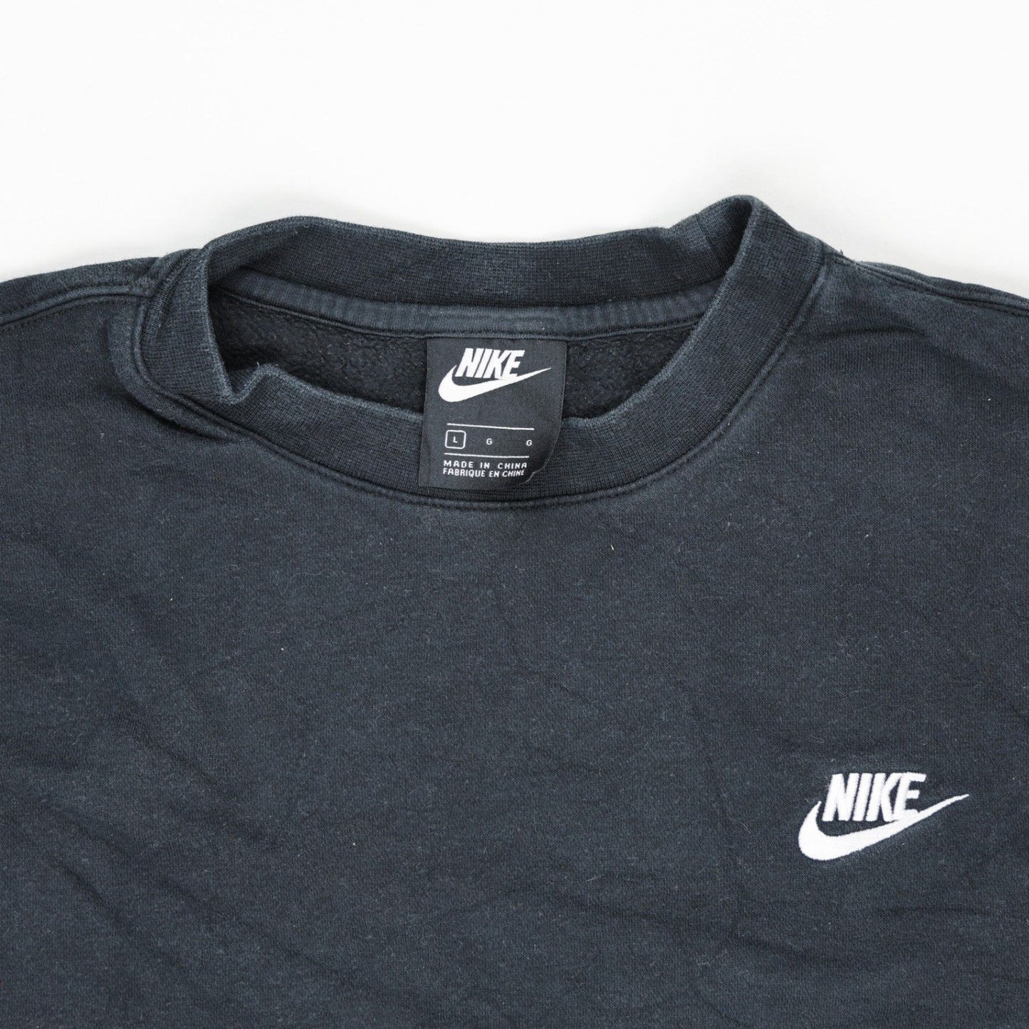 Nike Black Crew Neck Sweatshirt Large Cotton Blend