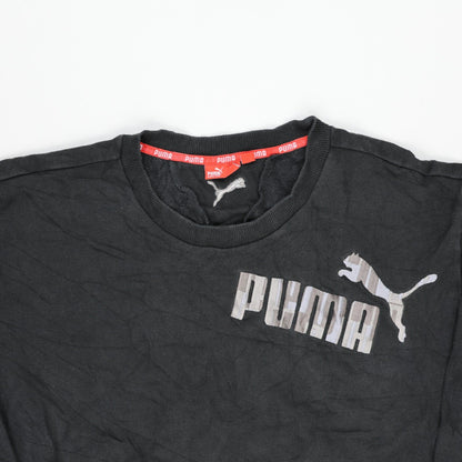 PUMA Crew Neck Sweatshirt Black Large Cotton Unisex
