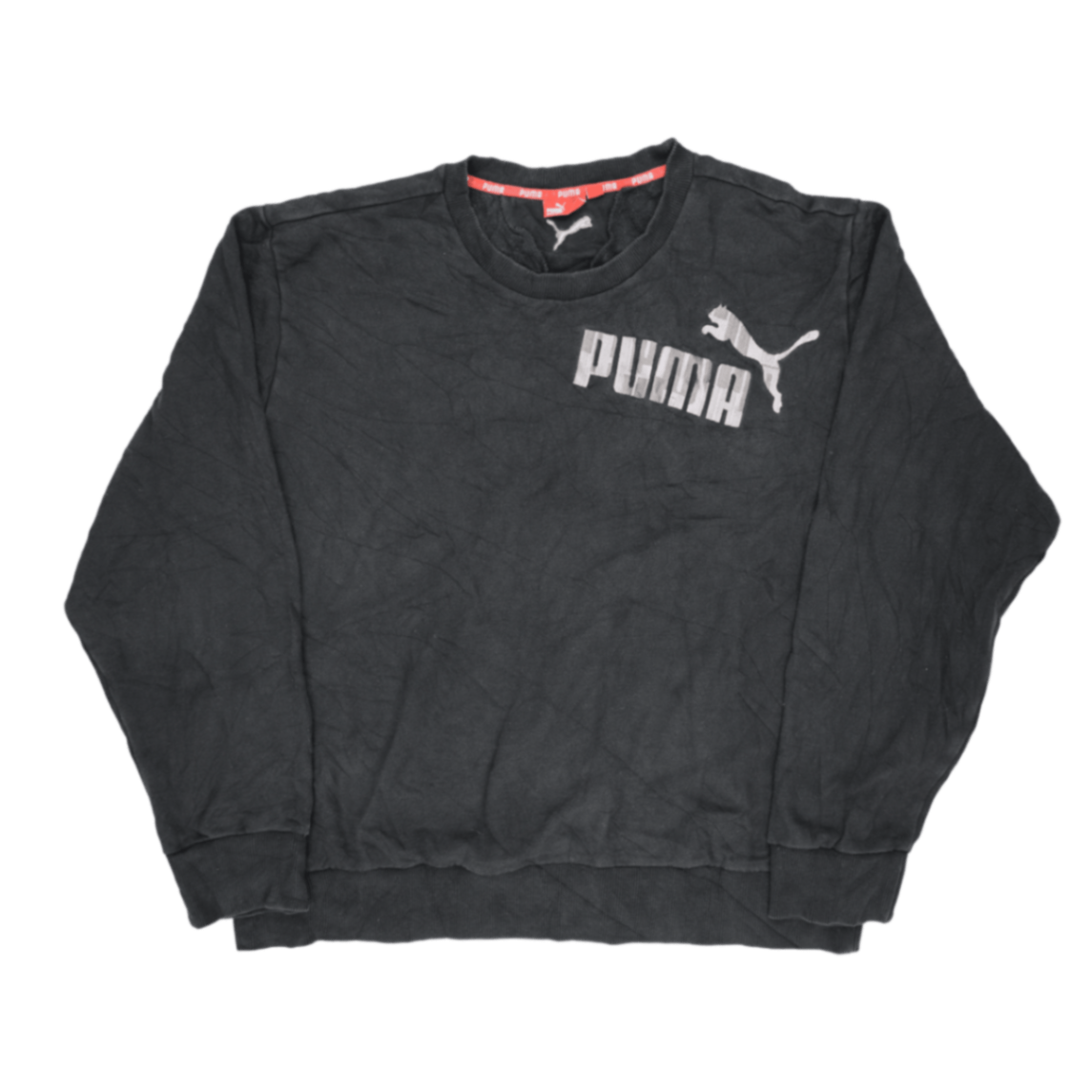 PUMA Crew Neck Sweatshirt Black Large Cotton Unisex