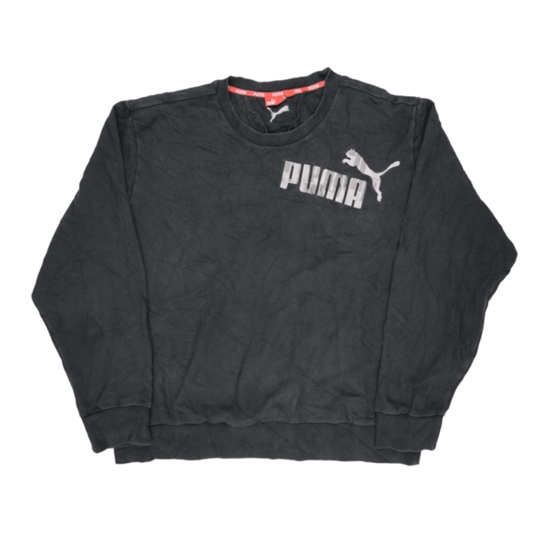 PUMA Crew Neck Sweatshirt Black Large Cotton Unisex