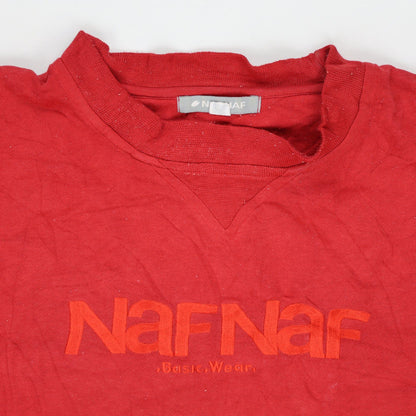 Naf Naf Vintage Red Sweatshirt Unisex Large Cotton Blend Crew Neck