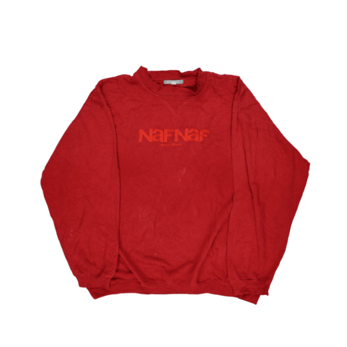 Naf Naf Vintage Red Sweatshirt Unisex Large Cotton Blend Crew Neck