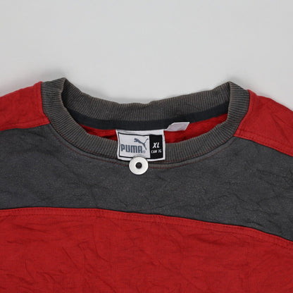 PUMA Vintage Crew Neck Sweatshirt Red Charcoal XL Cotton Blend