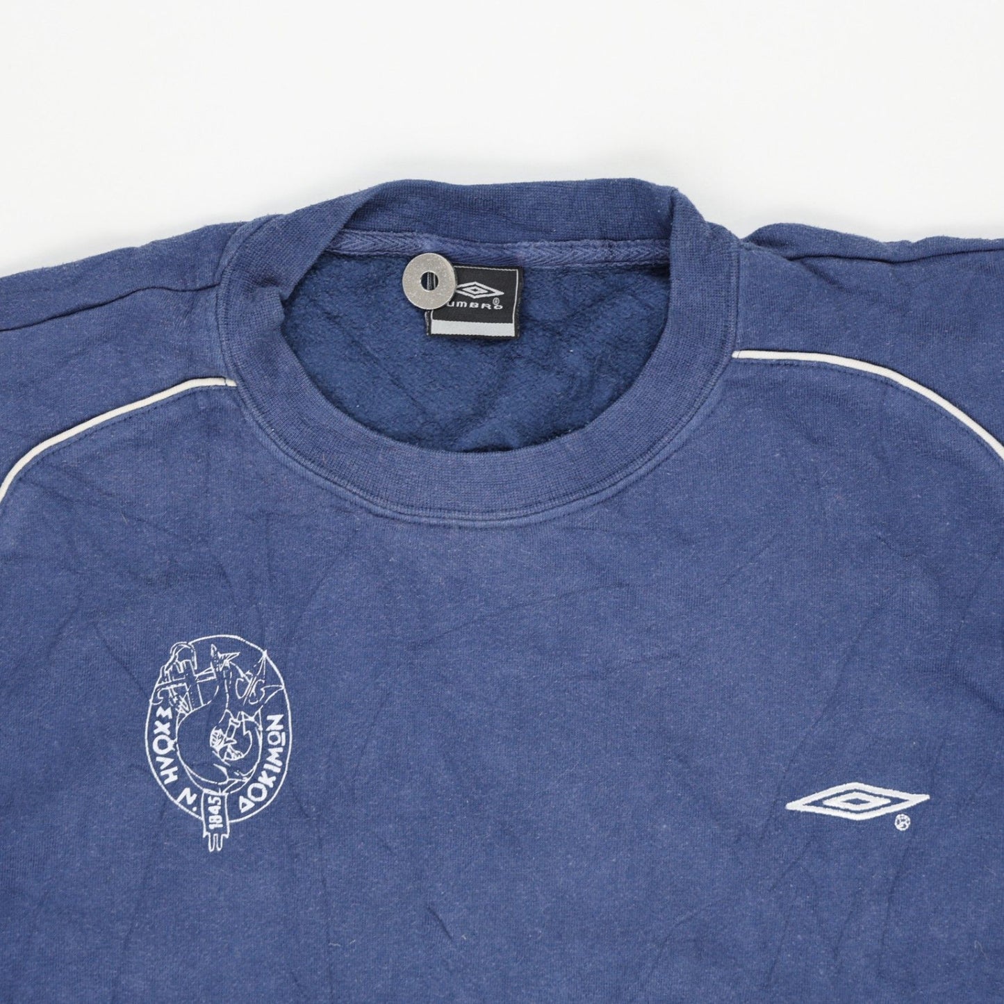 Umbro Vintage Greek Naval Academy Crew Neck Sweatshirt Navy Medium Cotton Blend