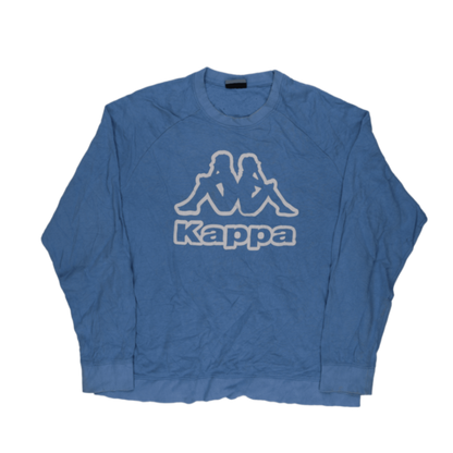Kappa Vintage Blue Pullover Sweatshirt XX-Large Cotton Blend Crew Neck