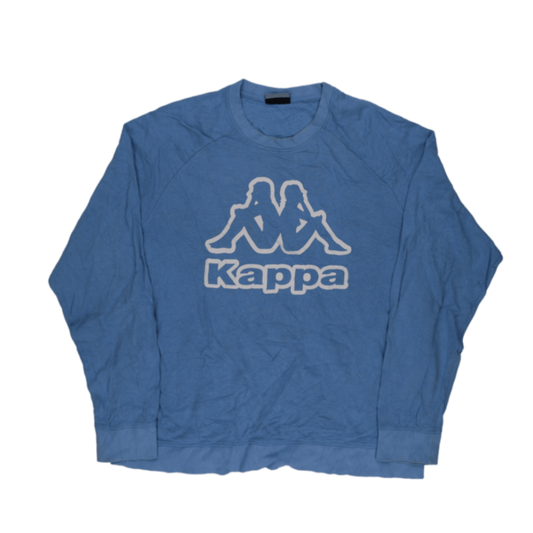 Kappa Vintage Blue Pullover Sweatshirt XX-Large Cotton Blend Crew Neck