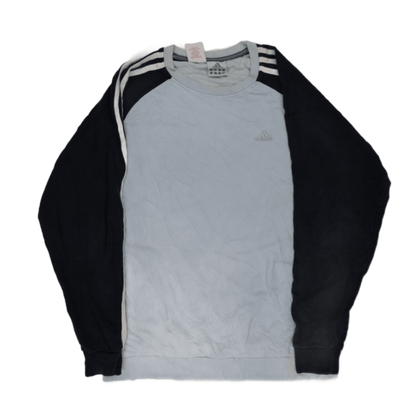 Adidas Vintage Pullover Sweatshirt Light Blue Navy Large Cotton Blend Crew Neck