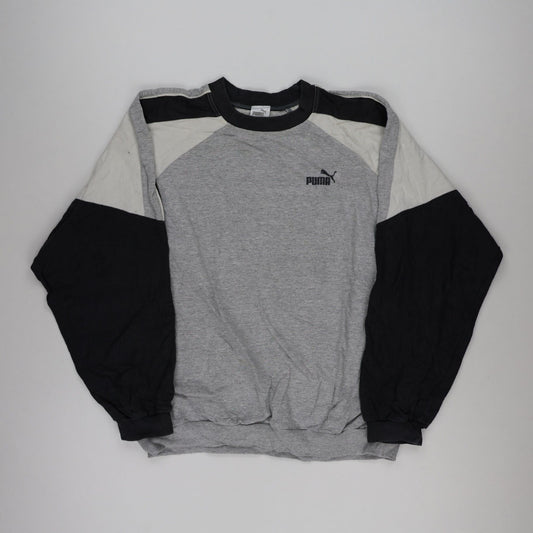PUMA Vintage Men's Colourblock Crew Neck Sweatshirt Grey Black XXL Cotton