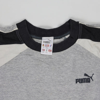 PUMA Vintage Men's Colourblock Crew Neck Sweatshirt Grey Black XXL Cotton