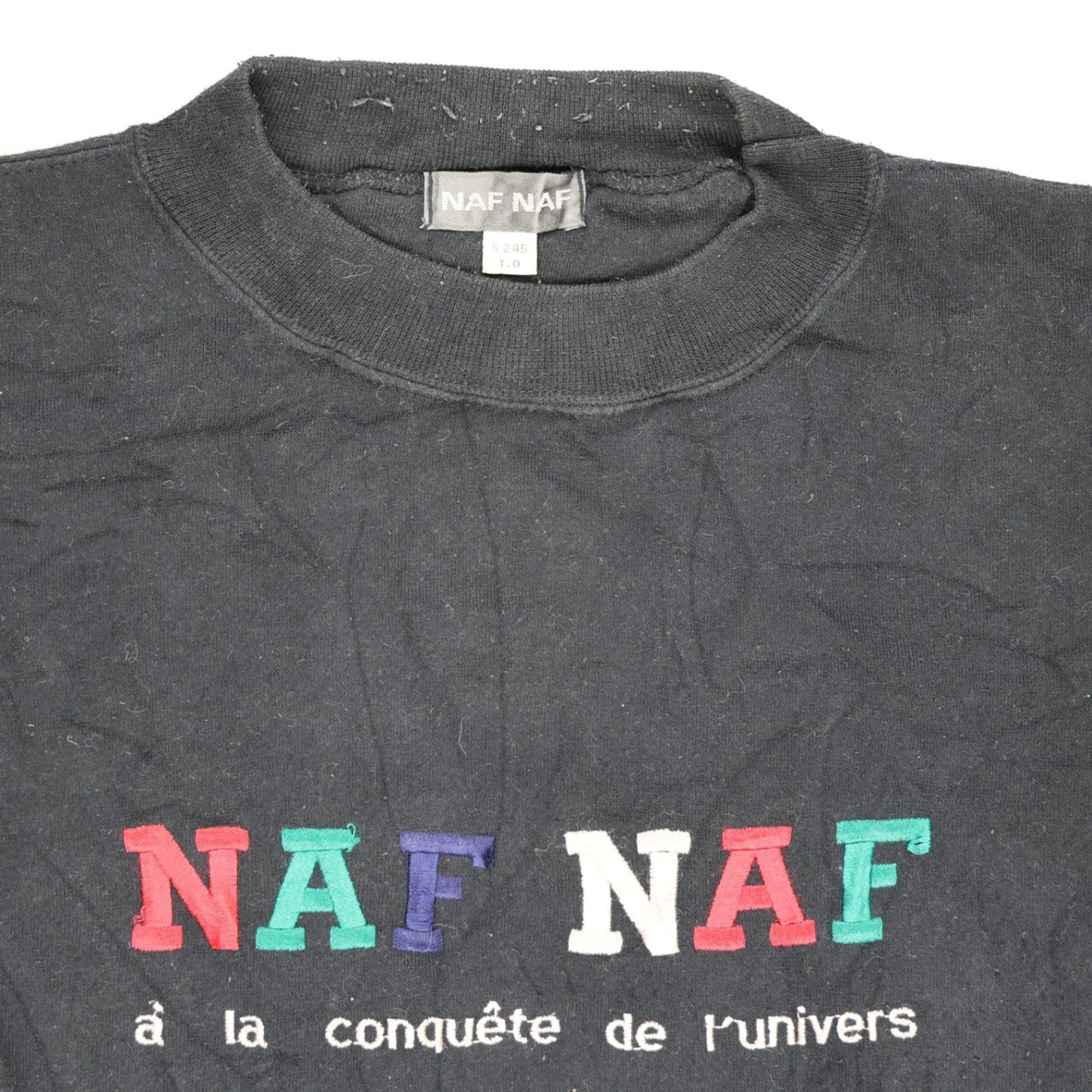 NAF NAF Vintage Black Sweatshirt Crew Neck Large Cotton Blend