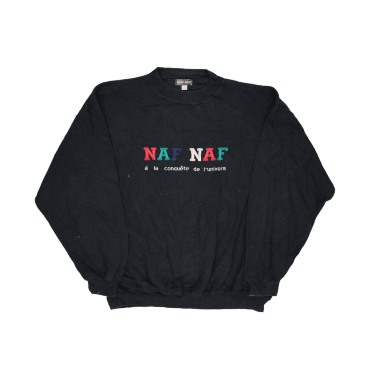 NAF NAF Vintage Black Sweatshirt Crew Neck Large Cotton Blend