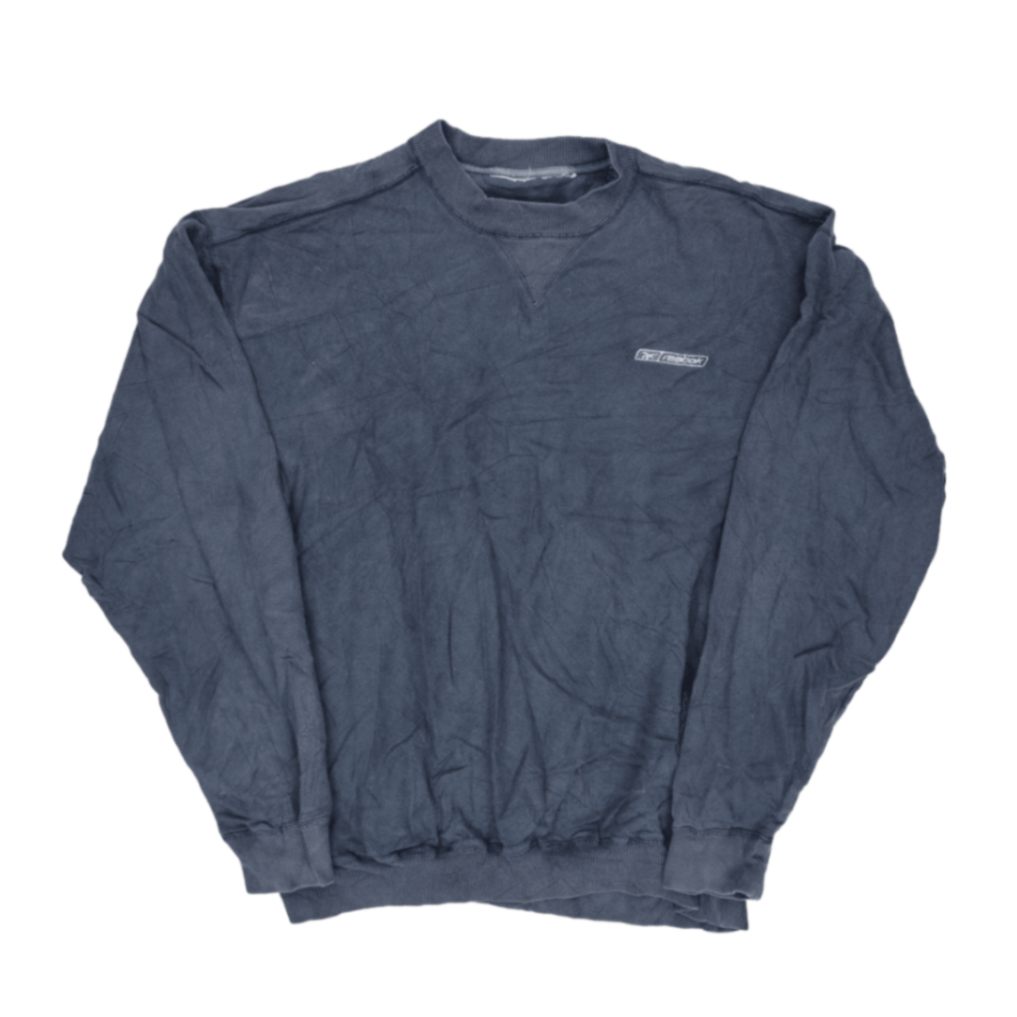 Reebok Vintage Navy Blue Crewneck Sweatshirt Large Cotton Blend Mens