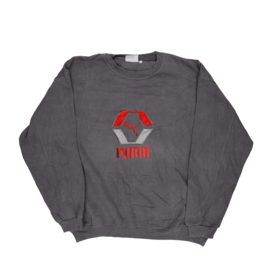PUMA Vintage Grey Crewneck Sweatshirt Large Cotton Blend