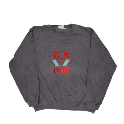 PUMA Vintage Grey Crewneck Sweatshirt Large Cotton Blend