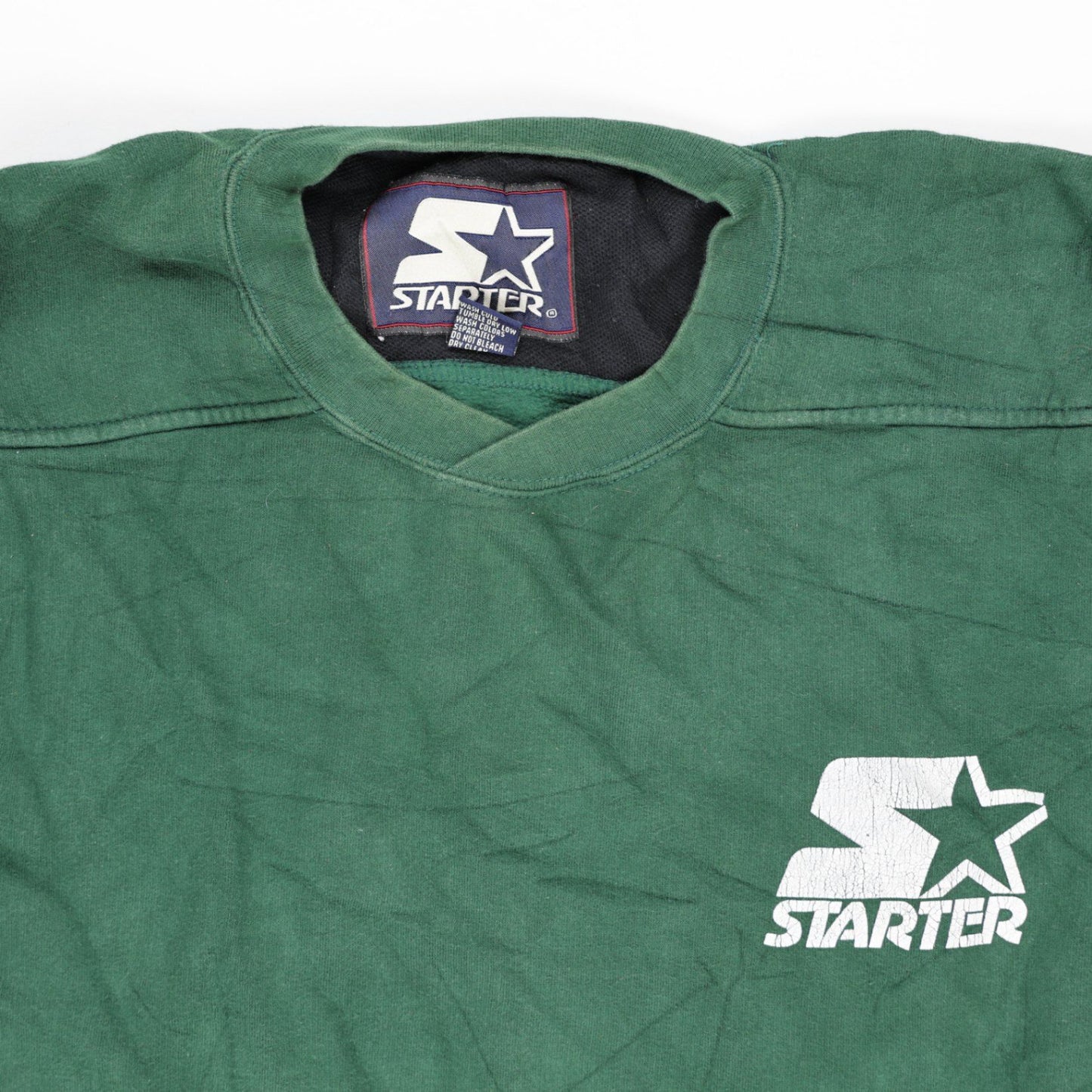 Vintage Starter Green Crew Neck Sweatshirt Medium Cotton Blend